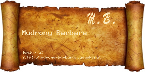 Mudrony Barbara névjegykártya